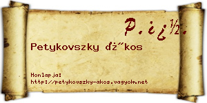 Petykovszky Ákos névjegykártya